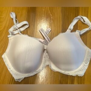 Victoria's Secret Smooth & Lace Dream Angels Lightly Lined Demi Bra Bow Tan 34D